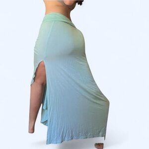 Light Blue Maxi Skirt with Side Slit